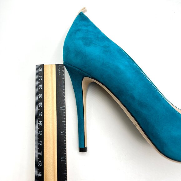 SJP Sarah Jessica Parker EU 38 US 8 Teal Blue Suede Leather Fawn 70 Dress Pumps - Picture 15 of 16